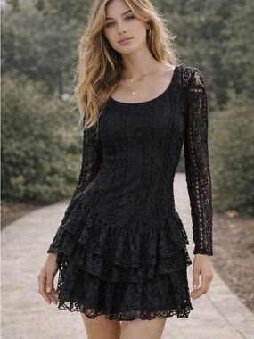 Free People | Dresses | Free People Black Long Sleeve Swing Dress Xs |  Poshmark